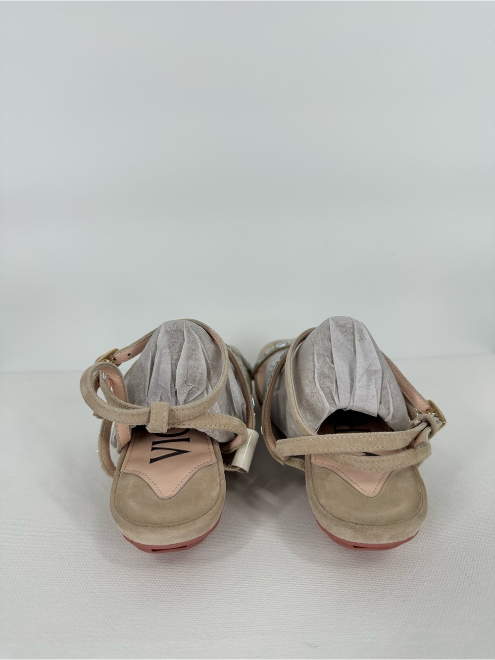 VICE VERSA Marina Beige Crystal Strap Convertible Sandel Heels to Flats Size 7 - Picture 12 of 16